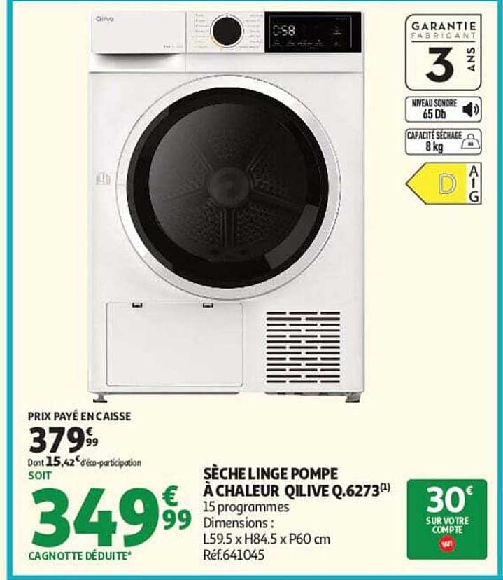 SÈCHE LINGE POMPE À CHALEUR QILIVE Q.6273