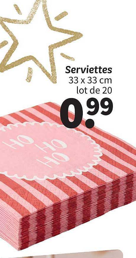 Serviettes 33 x 33 cm lot de 20