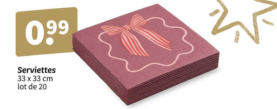 Serviettes 33 x 33 cm lot de 20