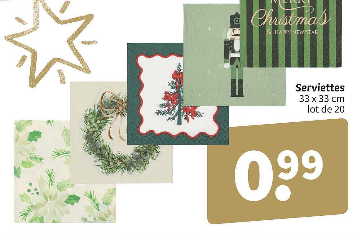 Serviettes 33 x 33 cm lot de 20