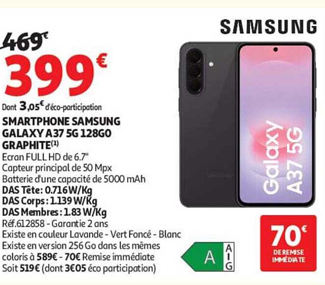 SMARTPHONE SAMSUNG GALAXY A37 5G 128GO GRAPHITE(1)
