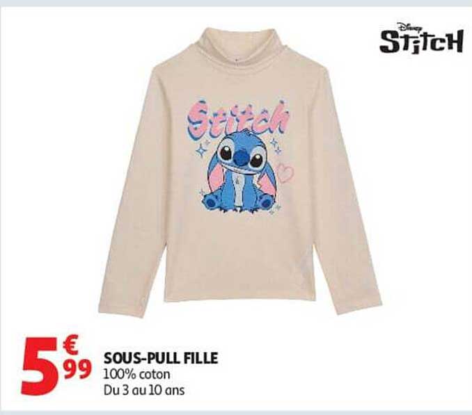 SOUS-PULL FILLE 100% coton Du 3 au 10 ans