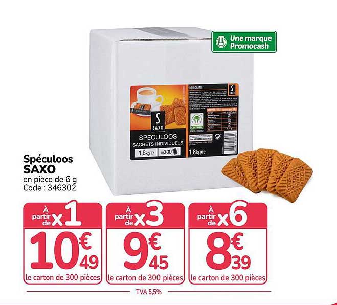 Spéculoos SAXO en pièce de 6 g Code : 346302
