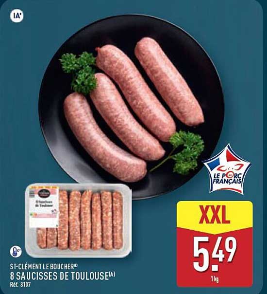 ST-CLÉMENT LE BOUCHER 8 SAUCISSES DE TOULOUSE(A)