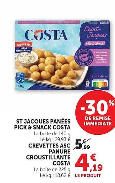 ST JACQUES PANÉES PICK & SNACK COSTA