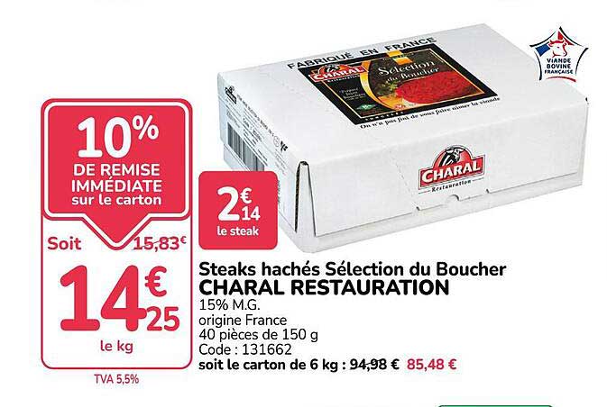 Steaks hachés Sélection du Boucher CHARAL RESTAURATION