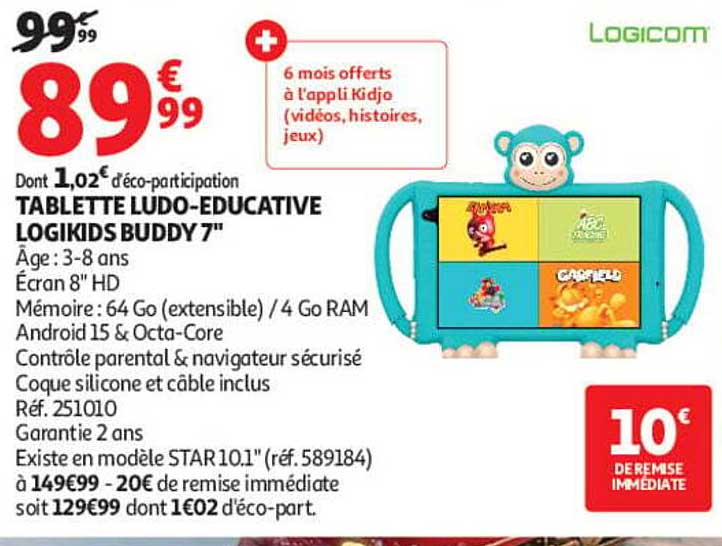 TABLETTE LUDO-EDUCATIVE LOGIKIDS BUDDY 7"