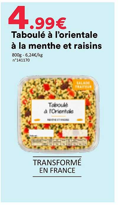 Taboulé à l’orientale à la menthe et raisins