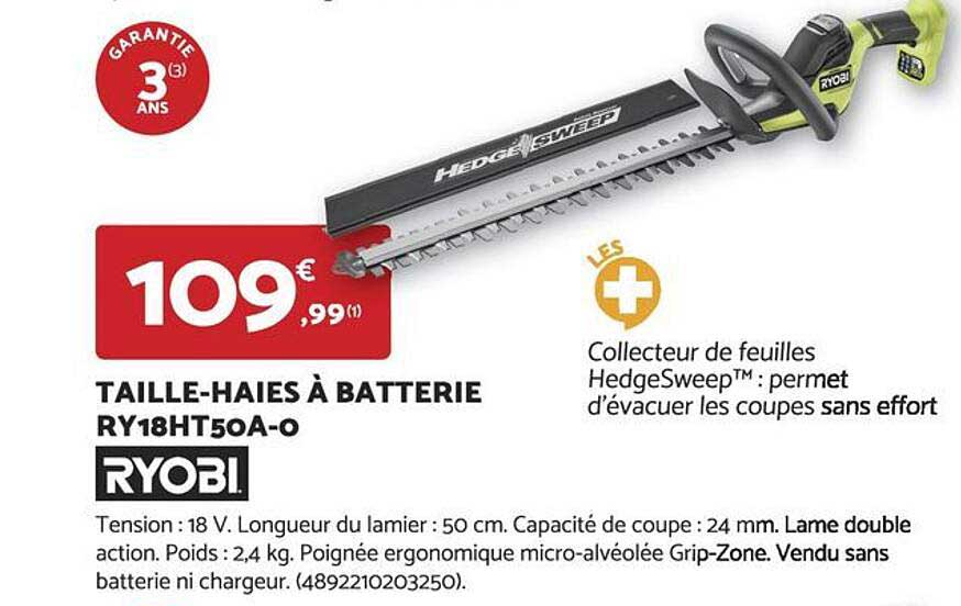 TAILLE-HAIES À BATTERIE RY18HT50A-0