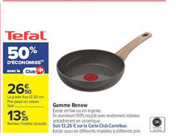 Tefal 50% d'économies avec la Carte Club Carrefour