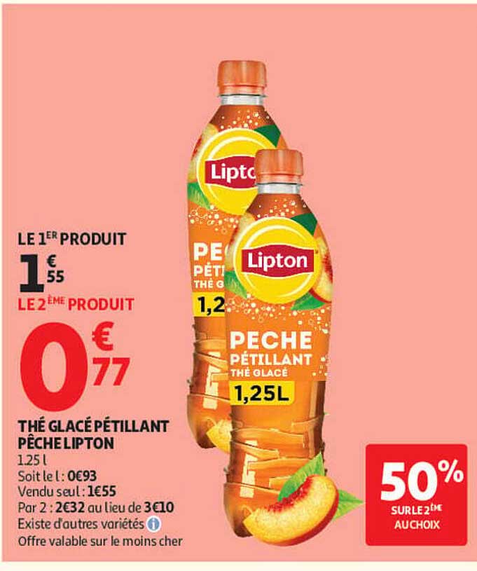 THÉ GLACÉ PÉTILLANT PÊCHE LIPTON 1,25 l