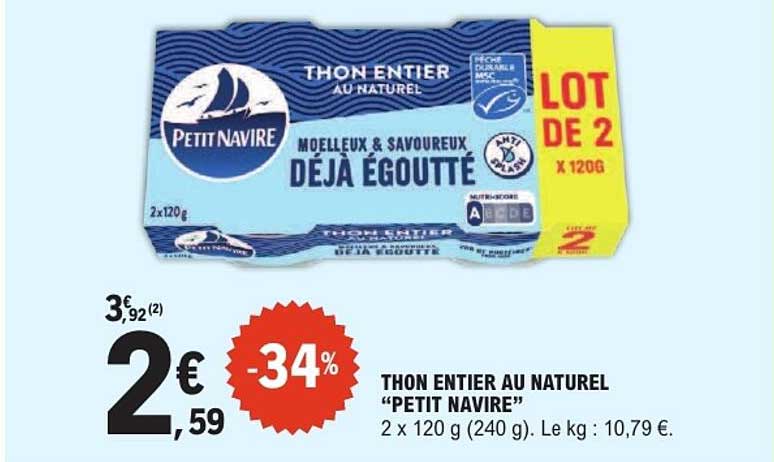 THON ENTIER AU NATUREL “PETIT NAVIRE”