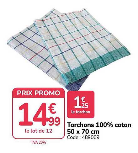 Torchons 100% coton 50 x 70 cm