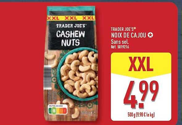 TRADER JOE'S NOIX DE CAJOU Sans sel Réf. 5019216