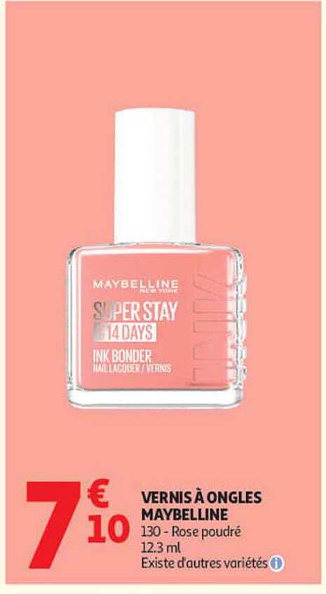 VERNIS À ONGLES MAYBELLINE 130 - Rose poudré 12.3 ml Existe d'autres variétés