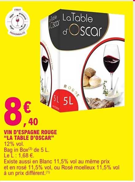 VIN D’ESPAGNE ROUGE “LA TABLE D’OSCAR”