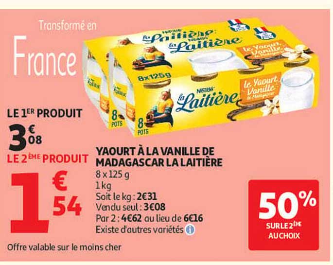 YAOURT A LA VANILLE DE MADAGASCAR LA LAITIERE