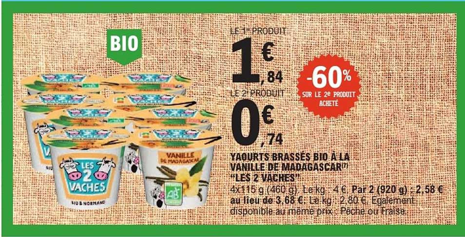 YAOURTS BRASSÉS BIO À LA VANILLE DE MADAGASCAR "LES 2 VACHES"