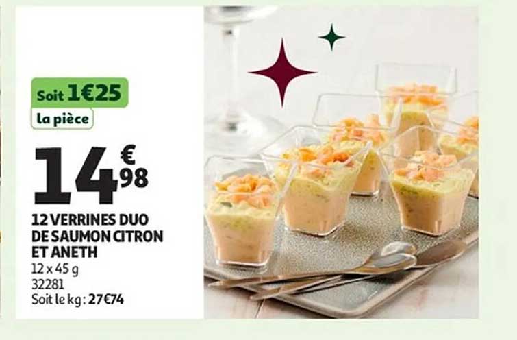 12 VERRINES DUO DE SAUMON CITRON ET ANETH