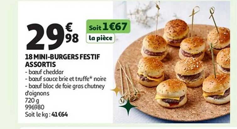 18 MINI-BURGERS FESTIF ASSORTIS