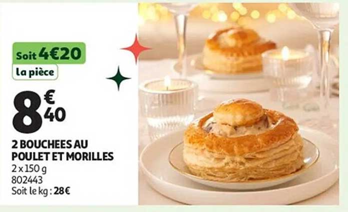 2 BOUCHEES AU POULET ET MORILLES