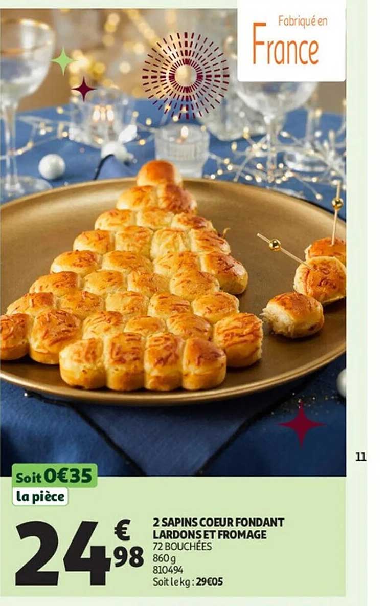 2 SAPINS COEUR FONDANT LARDONS ET FROMAGE