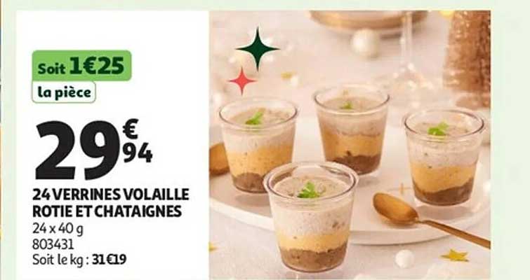 24 VERRINES VOLAILLE ROTIE ET CHÂTAIGNES