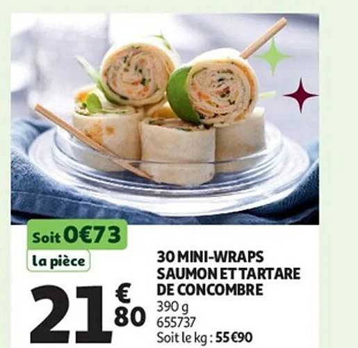 30 MINI-WRAPS SAUMON ET TARTARE DE CONCOMBRE