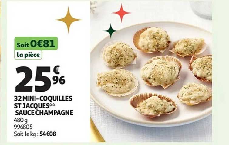 32 MINI-COQUILLES ST JACQUES SAUCE CHAMPAGNE