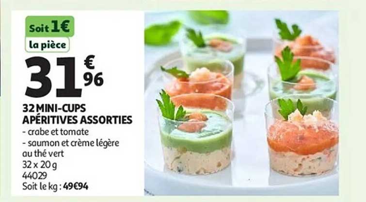 32 MINI-CUPS APÉRITIVES ASSORTIES