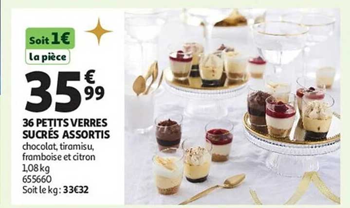 36 PETITS VERRES SUCRÉS ASSORTIS