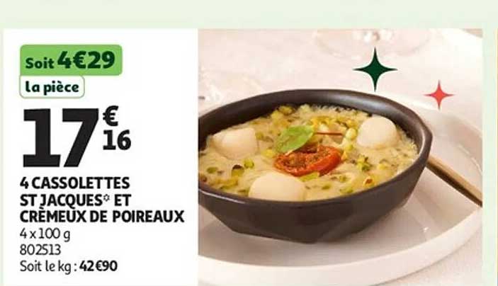 4 CASSOLETTES ST JACQUES® ET CRÉMEUX DE POIREAUX