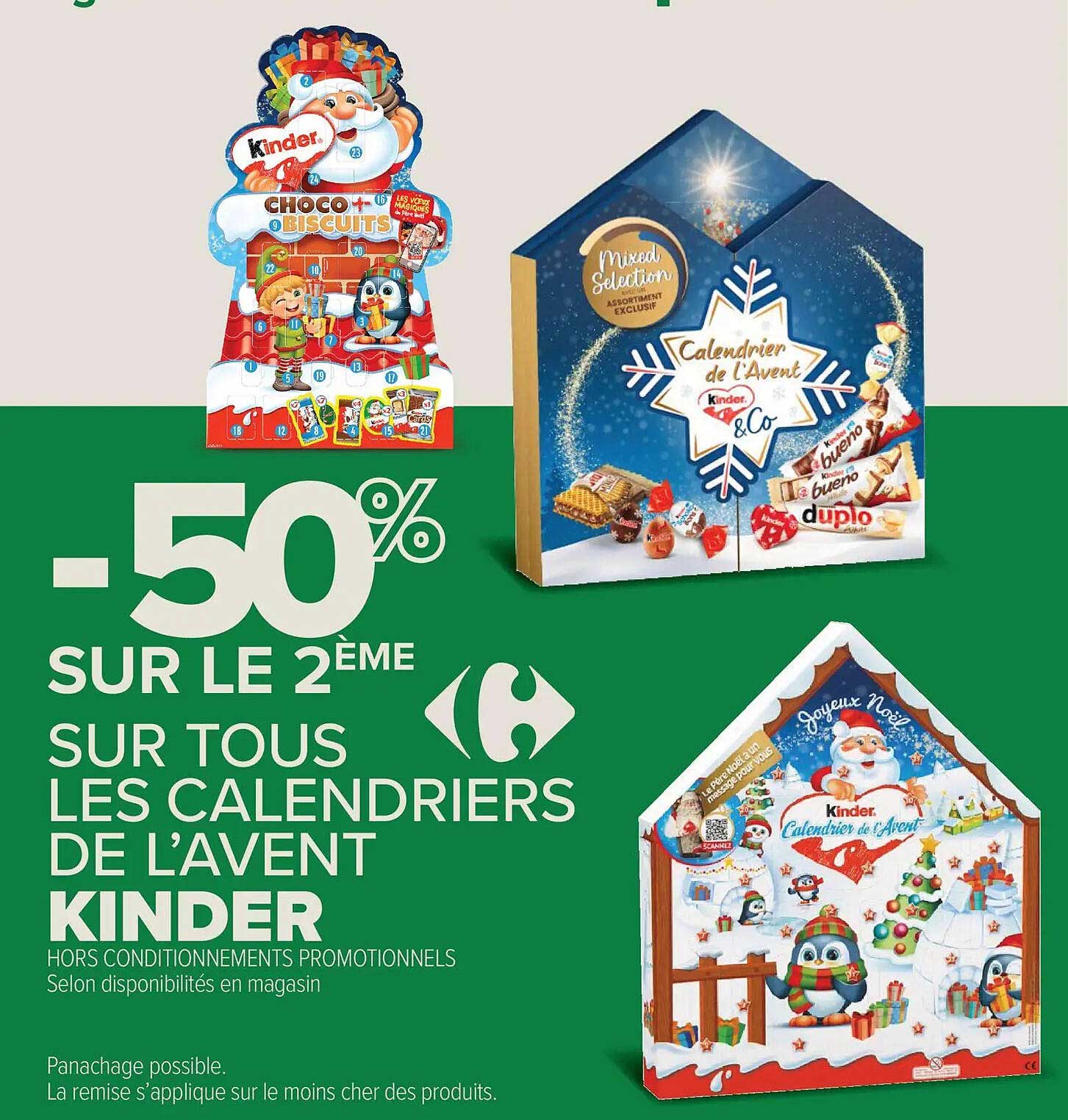 -50% SUR LE 2ème SUR TOUS LES CALENDRIERS DE L’AVENT KINDER