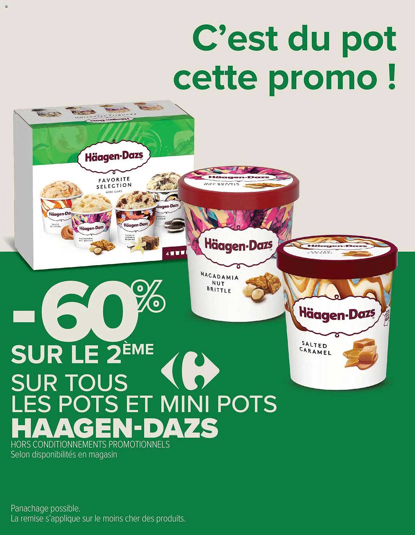 -60% SUR LE 2ÈME SUR TOUS LES POTS ET MINI POTS HAAGENDAZS