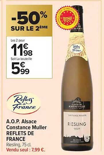 A.O.P. Alsace Constance Muller REFLETS DE FRANCE Riesling, 75 cl