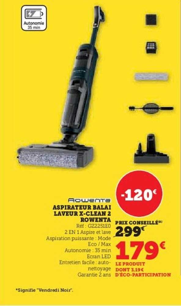 ASPIRATEUR BALAI LAVEUR X-CLEAN 2 ROWENTA