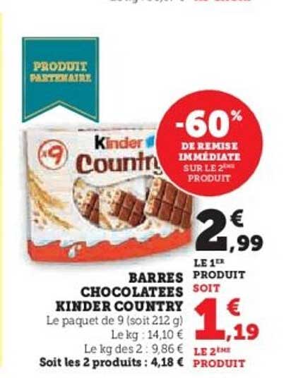 BARRES CHOCOLATEES KINDER COUNTRY
