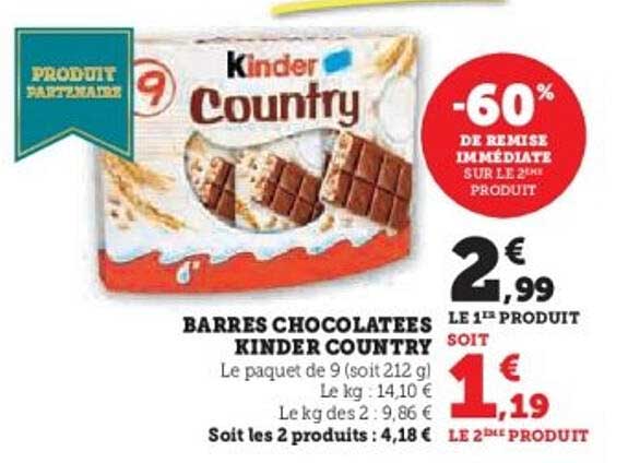 BARRES CHOCOLATEES KINDER COUNTRY