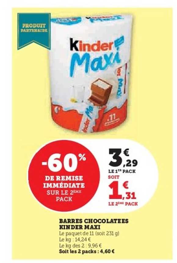 BARRES CHOCOLATÉES KINDER MAXI