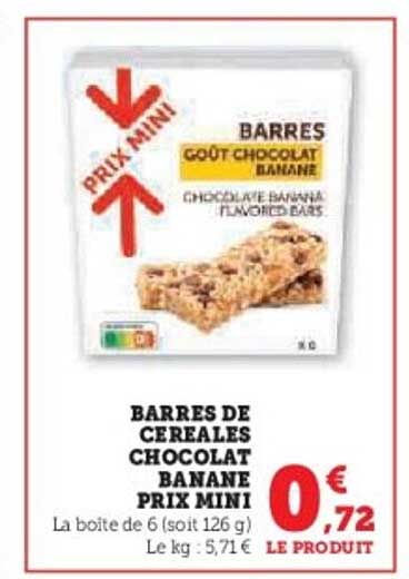 BARRES DE CEREALES CHOCOLAT BANANE