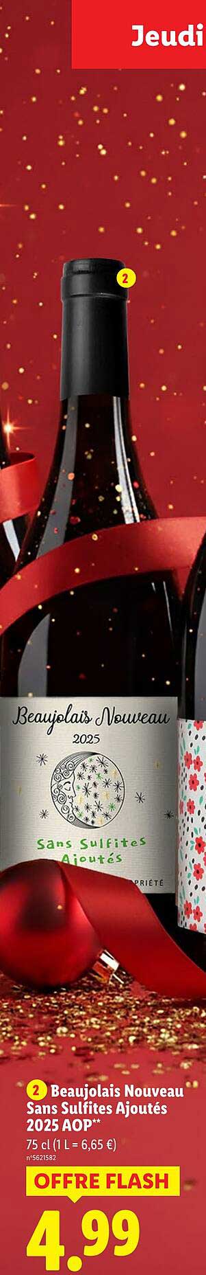 Beaujolais Nouveau Sans Sulfites Ajoutés 2025 AOP