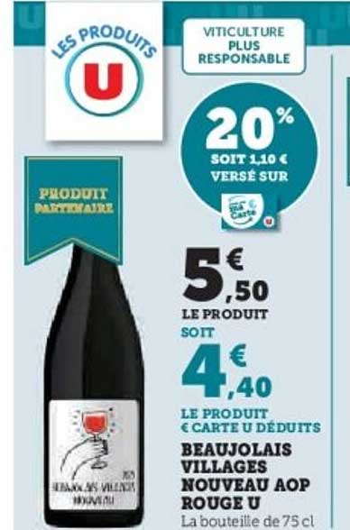 BEAUJOLAIS VILLAGES NOUVEAU AOP ROUGE U