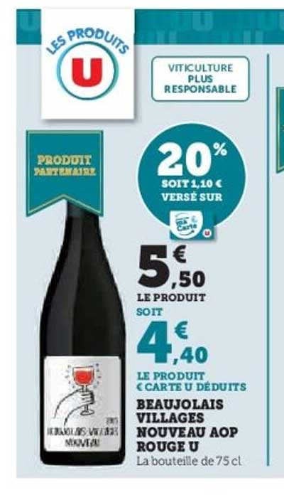 BEAUJOLAIS VILLAGES NOUVEAU AOP ROUGE U