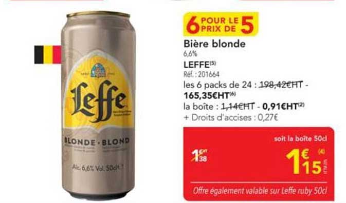 Bière blonde 6 pour le prix de 5