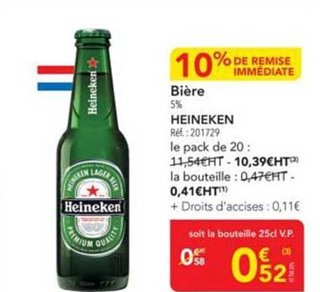 Bière Heineken - 10% de remise immédiate