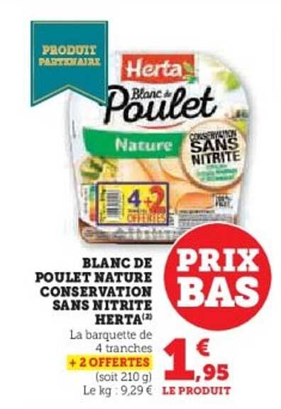 BLANC DE POULET NATURE CONSERVATION SANS NITRITE HERTA