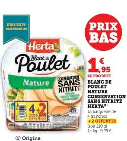 BLANC DE POULET NATURE CONSERVATION SANS NITRITE HERTA