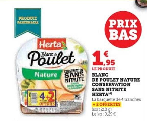 BLANC DE POULET NATURE CONSERVATION SANS NITRITE HERTA