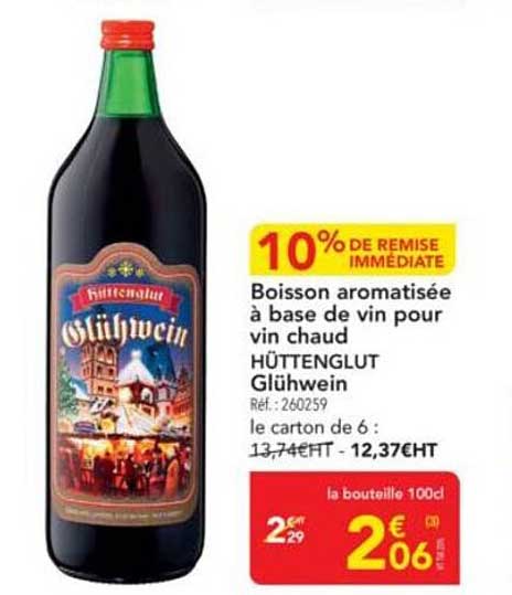 Boisson aromatisée à base de vin pour vin chaud HÜTTENGLUT Glühwein