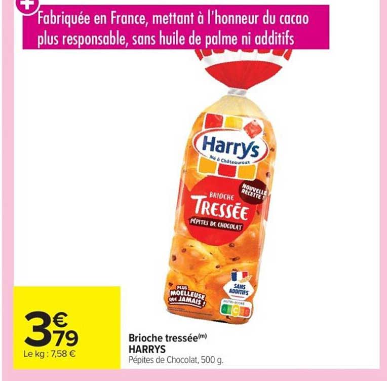 Brioche tressée(m) HARRYS Pépites de Chocolat, 500 g